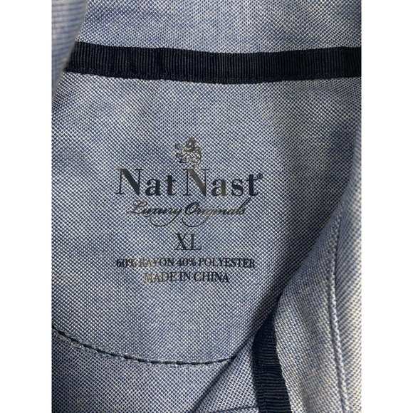 Nat Nast Polo Shirt Men's XL Blue Short Sleeve Rayon Polyester 1/4 buttons Golf - Picture 7 of 9